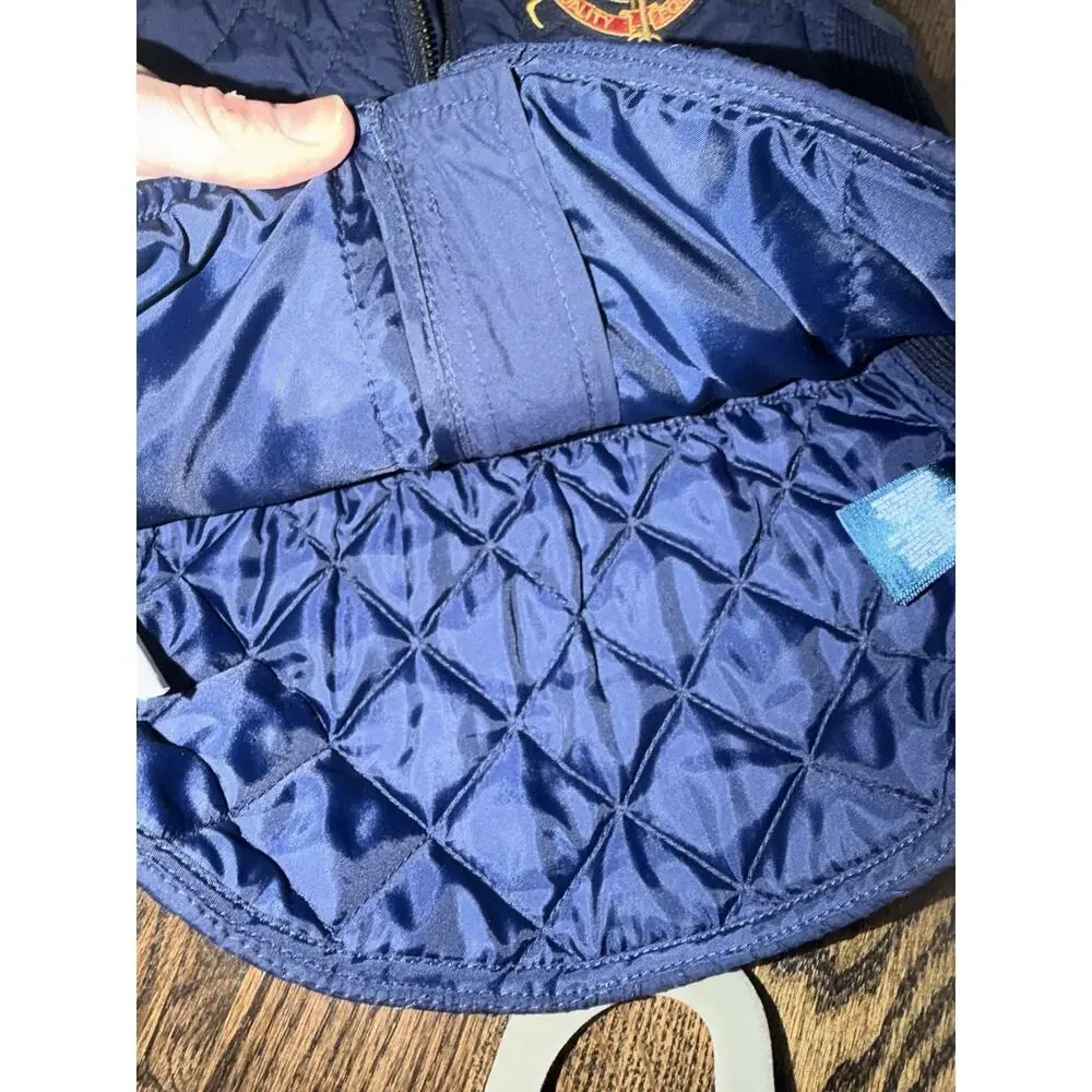 Ralph Lauren Kids Girls Quilted Navy Crest Vest Jacket Zip Pockets Sz 7 Logo